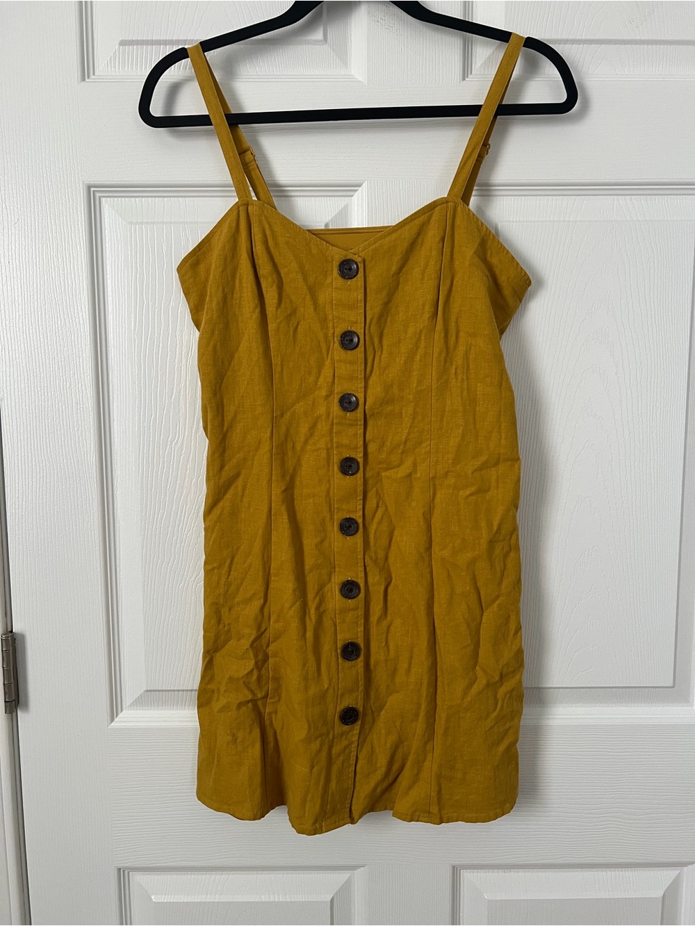 Express Mustard Yellow Button-Front Mini Dress